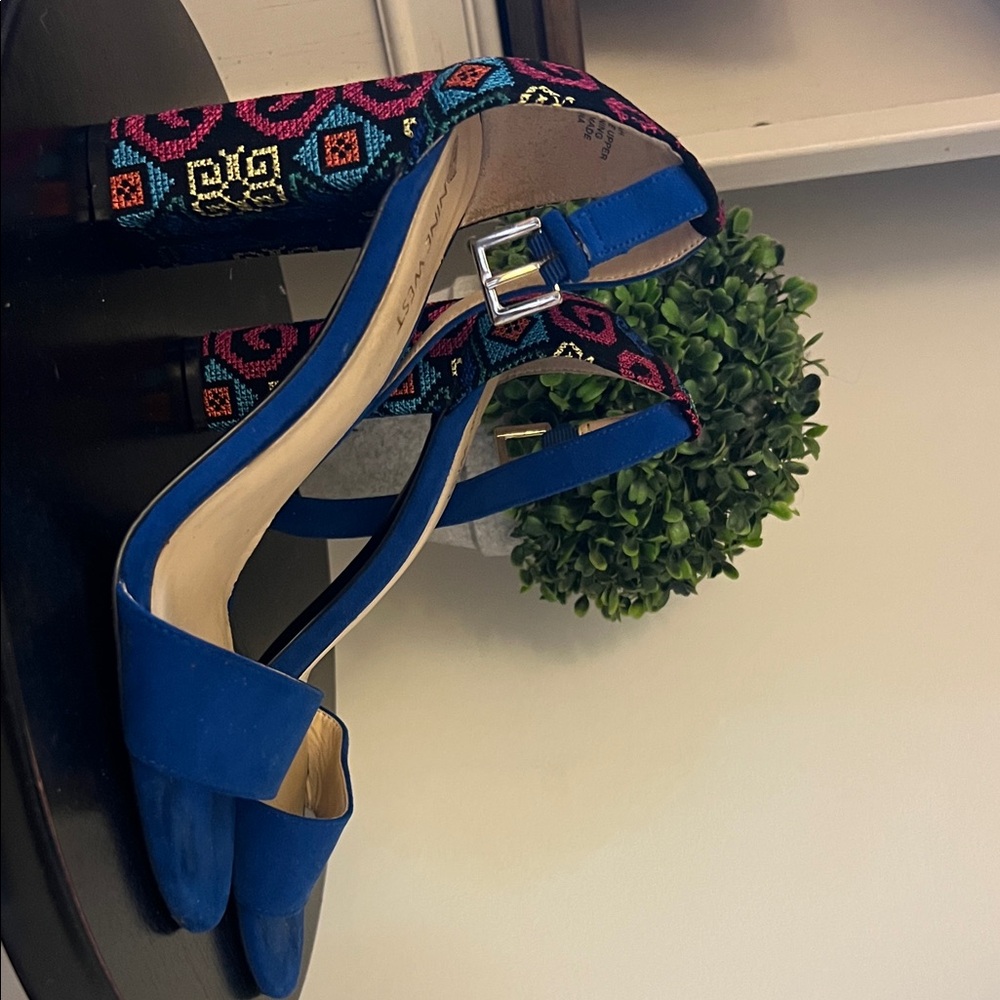 Nine West Blue and Pink Patterned Heels